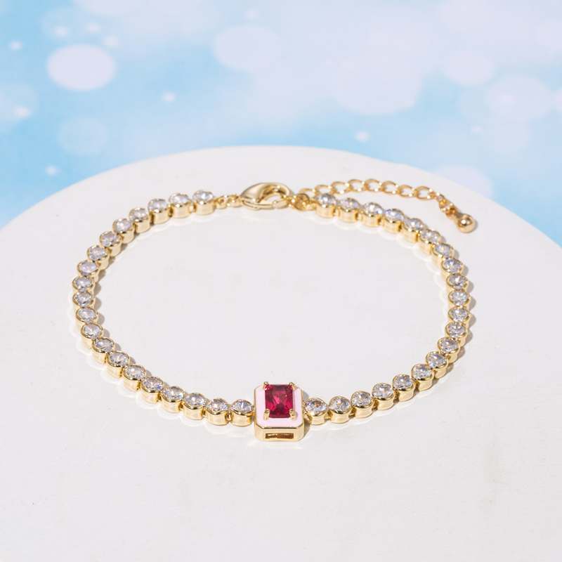 Fashion Geometric Copper Enamel Gold Plated Zircon Bracelets 1 Piece