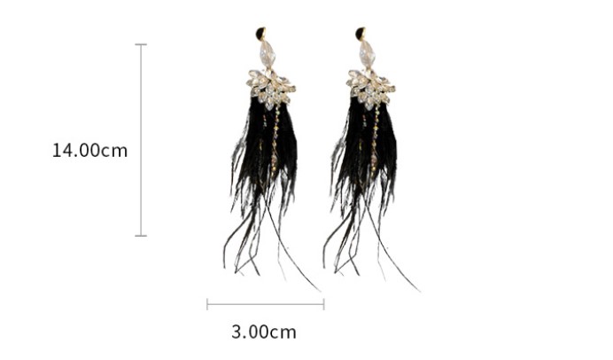 Fashion Tassel Feather Inlay Crystal Rhinestones Feather Womenu0027S Drop Earrings 1 Pair