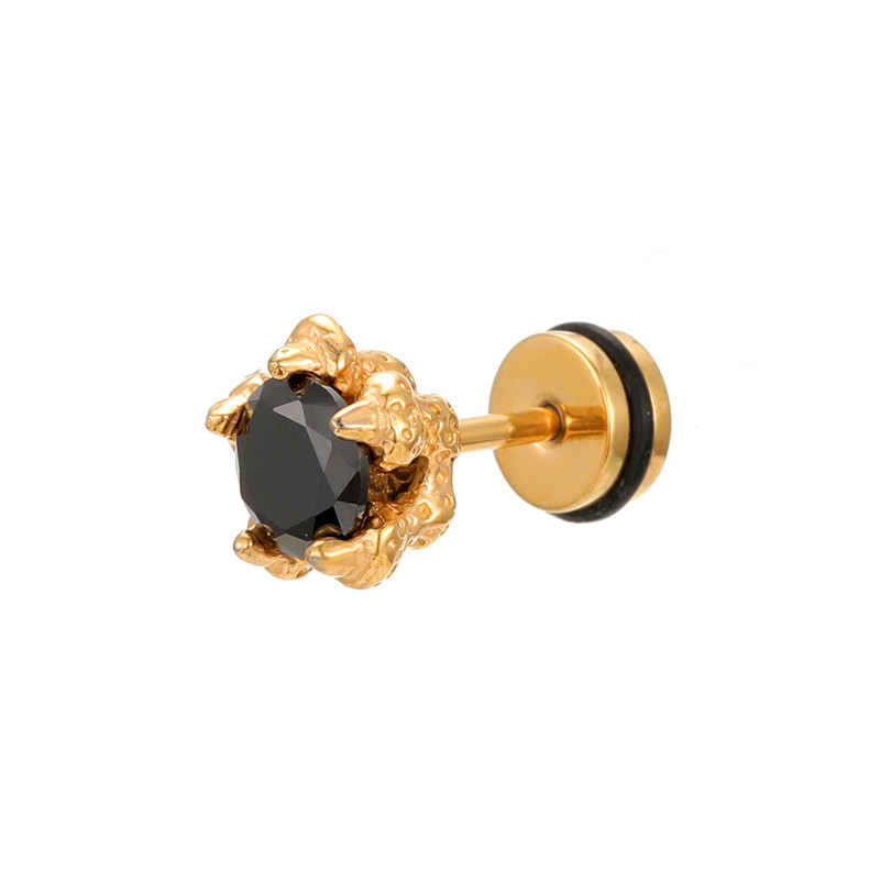 Fashion Skull Stainless Steel Inlay Zircon Ear Studs 1 Piece