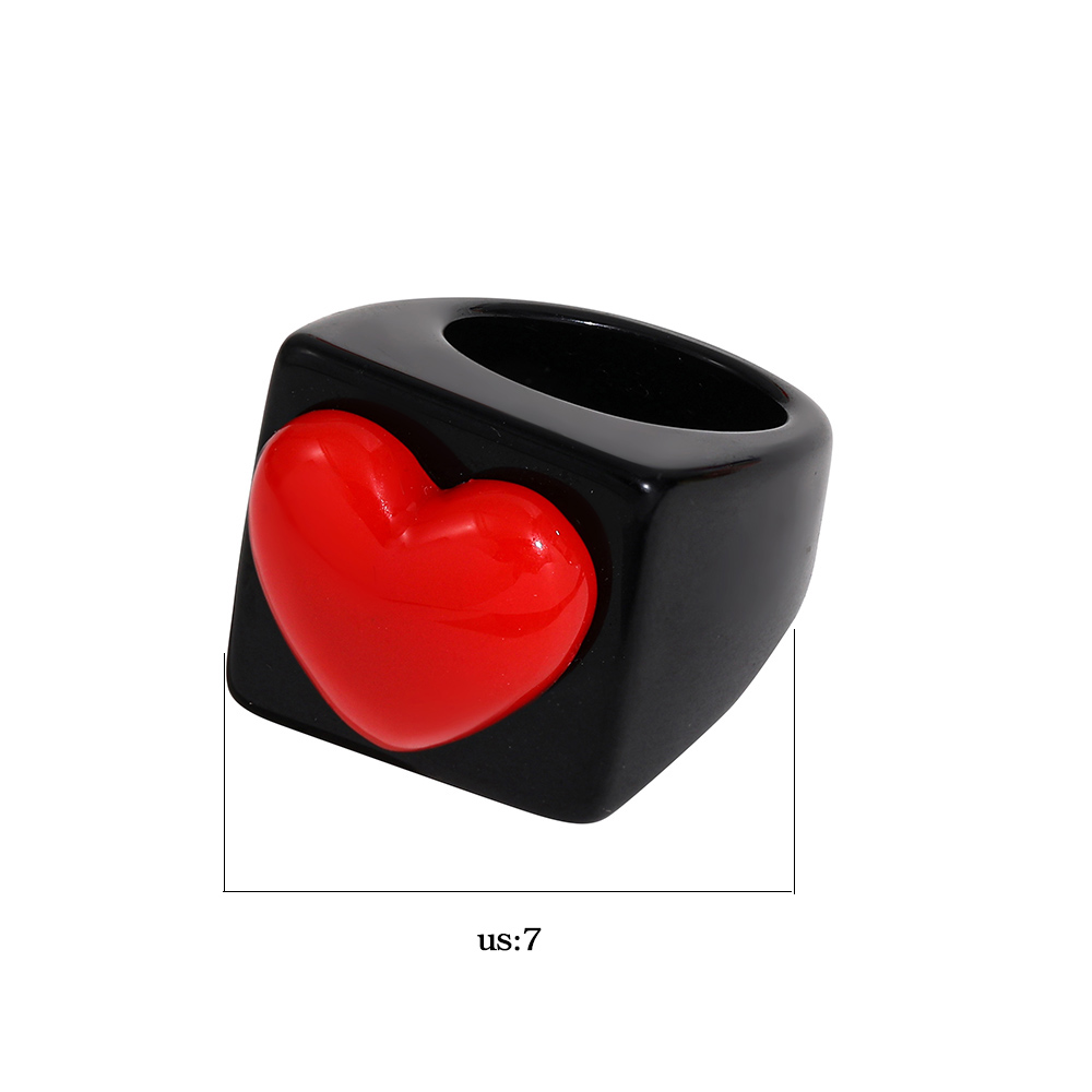 Fashion Heart Shape Synthetic Resin Inlay Resin Womenu0027S Rings 1 Piece