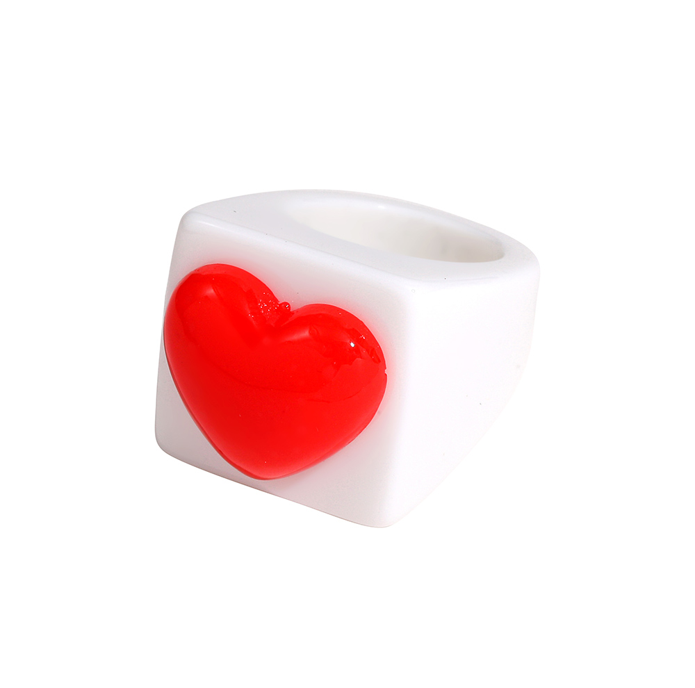 Fashion Heart Shape Synthetic Resin Inlay Resin Womenu0027S Rings 1 Piece