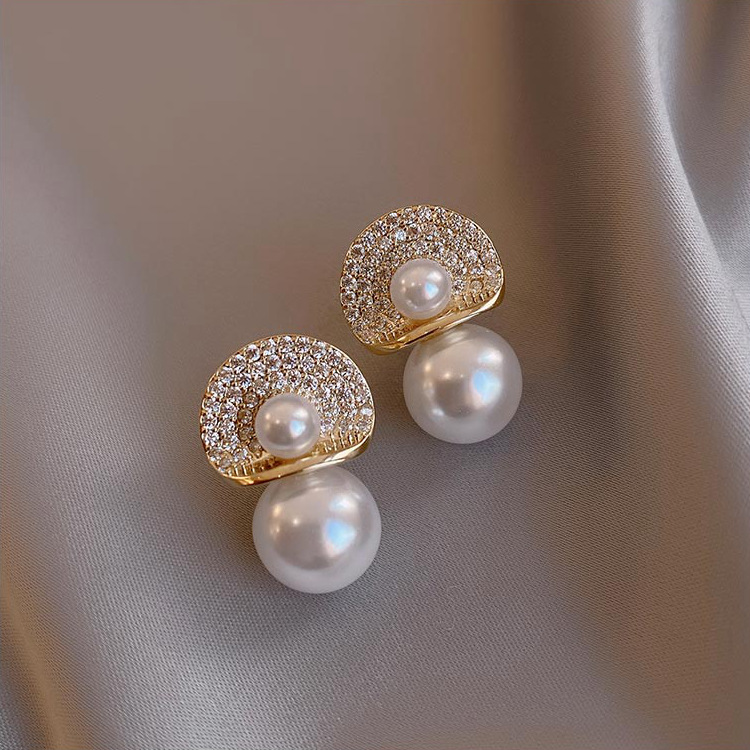 Basic Geometric Alloy Plating Artificial Pearls Rhinestones Womenu0027S Ear Studs 1 Pair