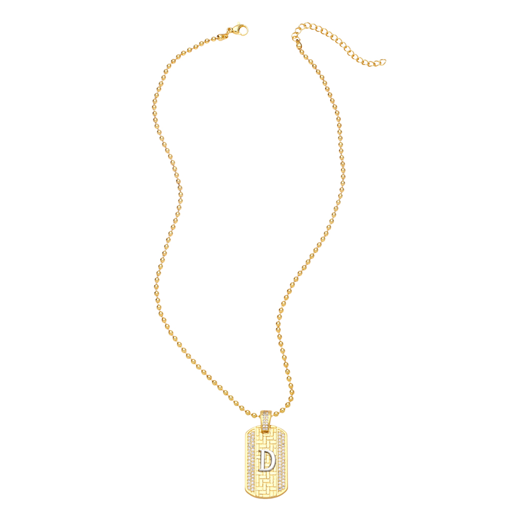 Fashion Letter Copper Gold Plated Zircon Pendant Necklace 1 Piece