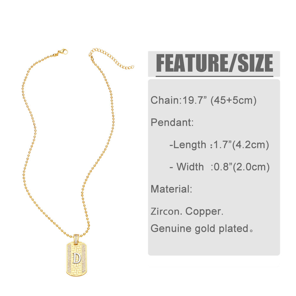 Fashion Letter Copper Gold Plated Zircon Pendant Necklace 1 Piece