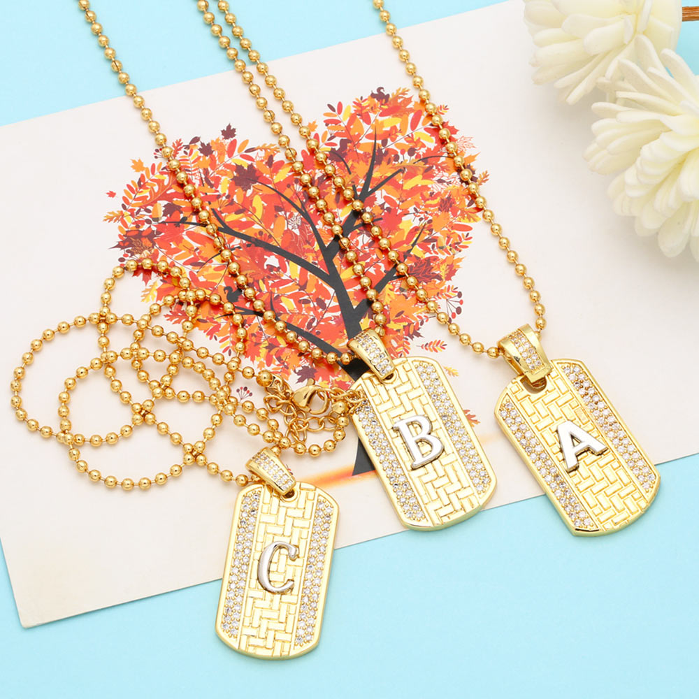 Fashion Letter Copper Gold Plated Zircon Pendant Necklace 1 Piece