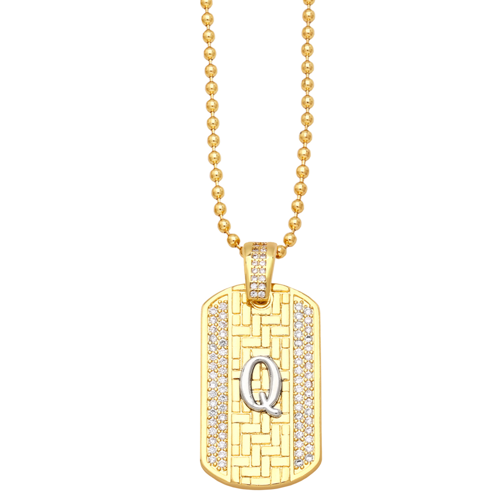 Fashion Letter Copper Gold Plated Zircon Pendant Necklace 1 Piece