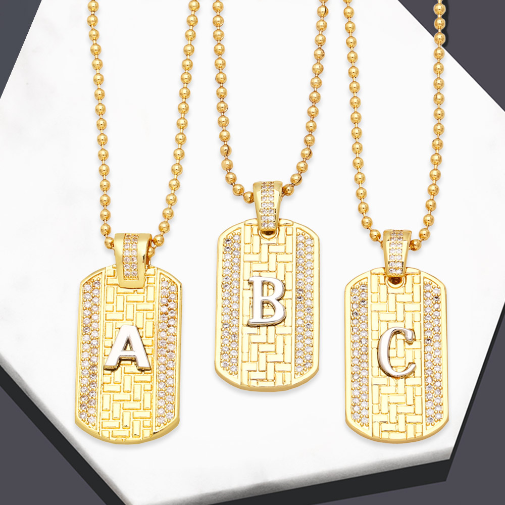 Fashion Letter Copper Gold Plated Zircon Pendant Necklace 1 Piece