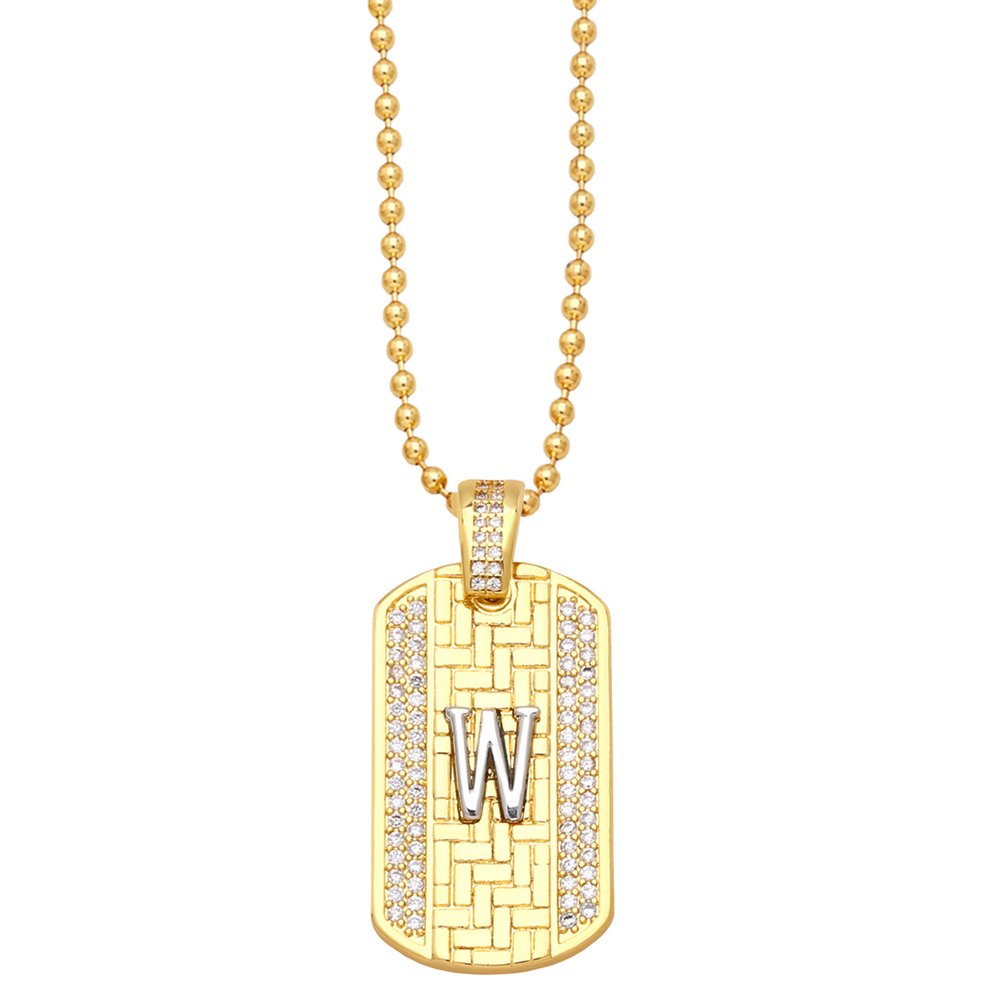 Fashion Letter Copper Gold Plated Zircon Pendant Necklace 1 Piece