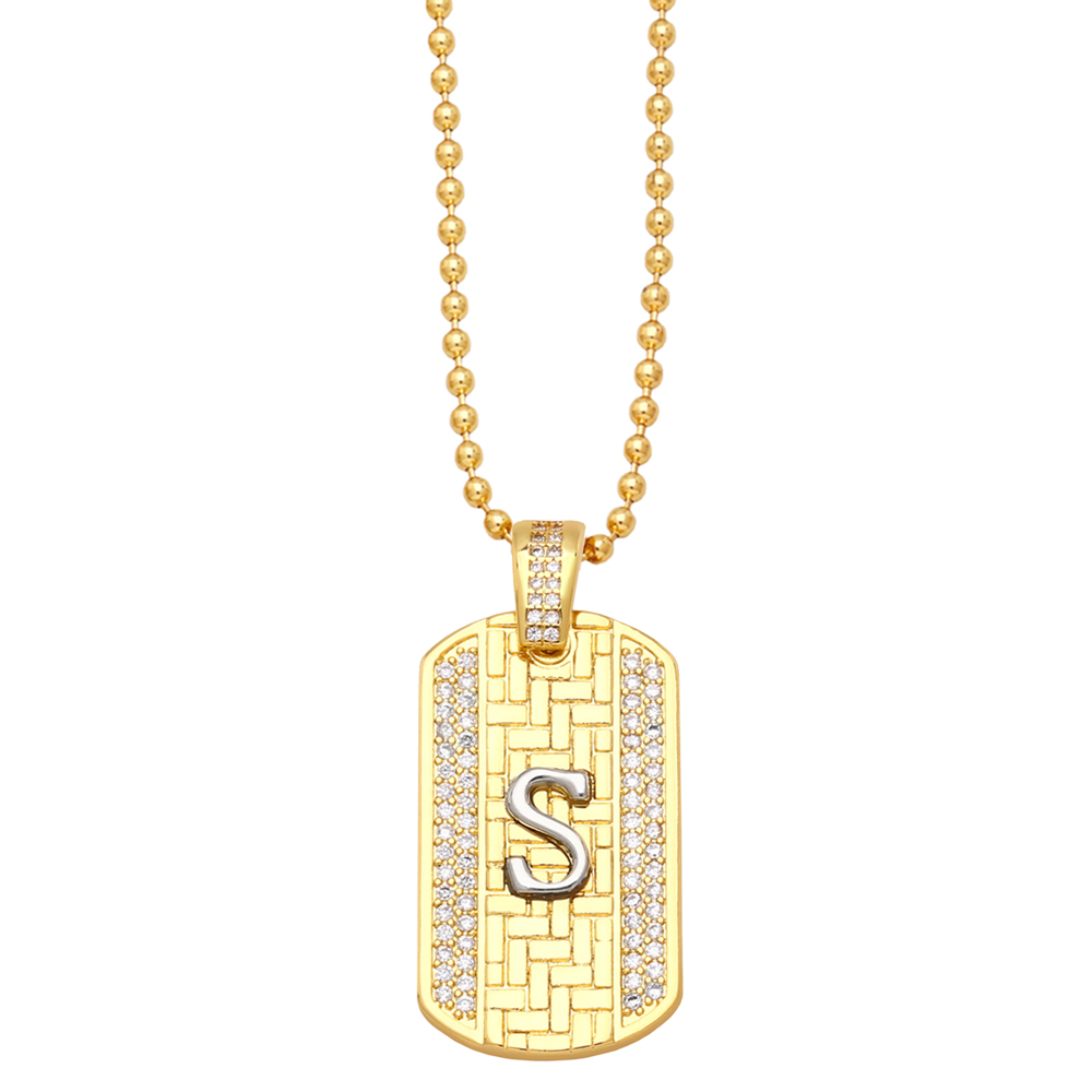 Fashion Letter Copper Gold Plated Zircon Pendant Necklace 1 Piece