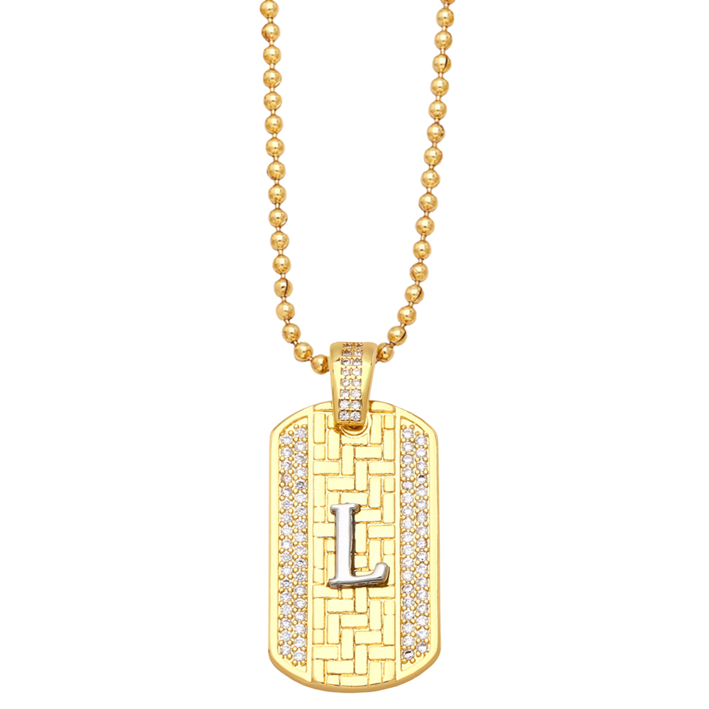 Fashion Letter Copper Gold Plated Zircon Pendant Necklace 1 Piece