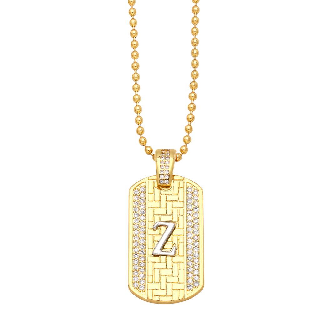 Fashion Letter Copper Gold Plated Zircon Pendant Necklace 1 Piece