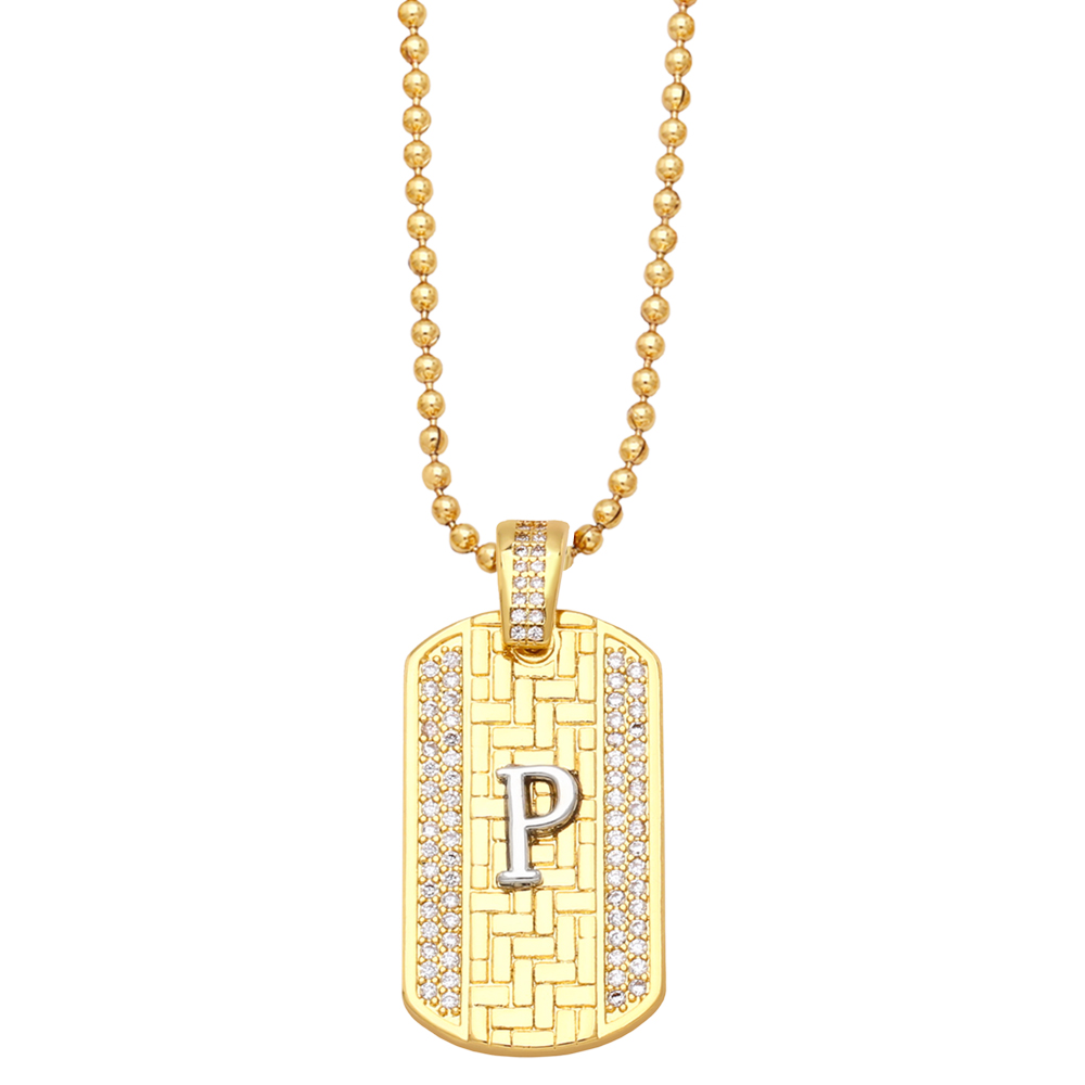 Fashion Letter Copper Gold Plated Zircon Pendant Necklace 1 Piece
