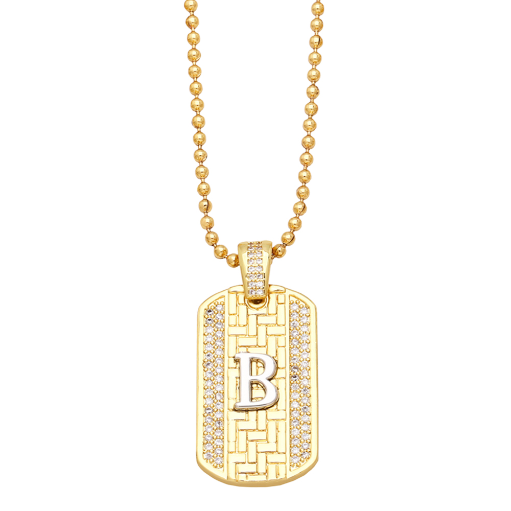 Fashion Letter Copper Gold Plated Zircon Pendant Necklace 1 Piece