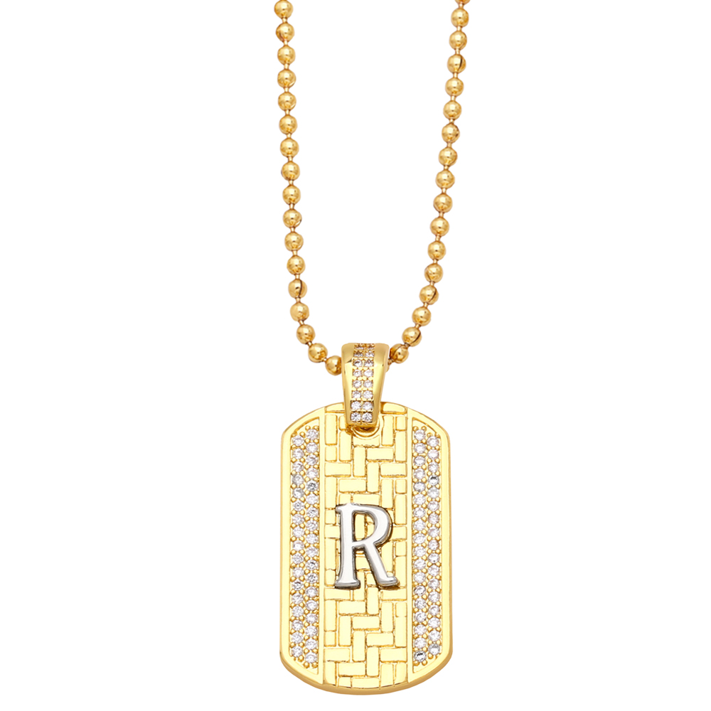 Fashion Letter Copper Gold Plated Zircon Pendant Necklace 1 Piece