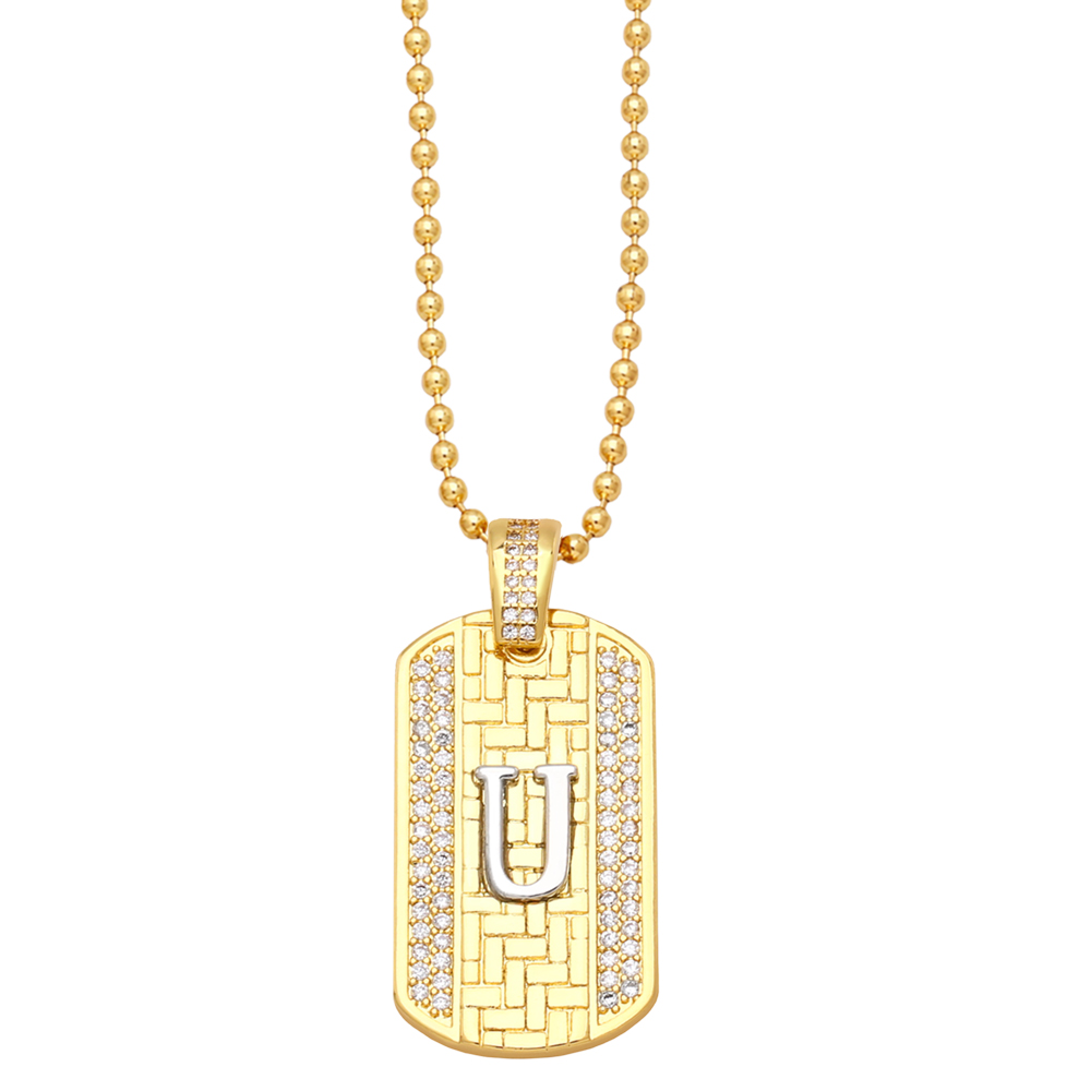 Fashion Letter Copper Gold Plated Zircon Pendant Necklace 1 Piece