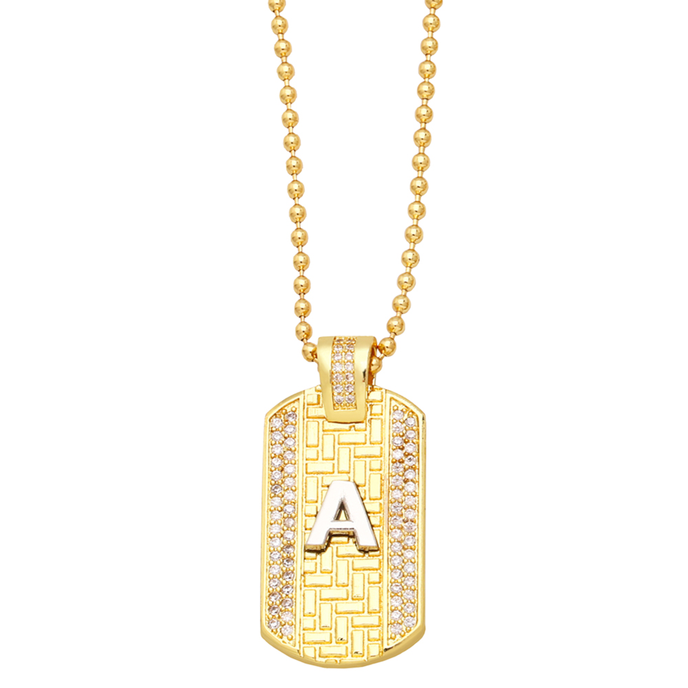 Fashion Letter Copper Gold Plated Zircon Pendant Necklace 1 Piece