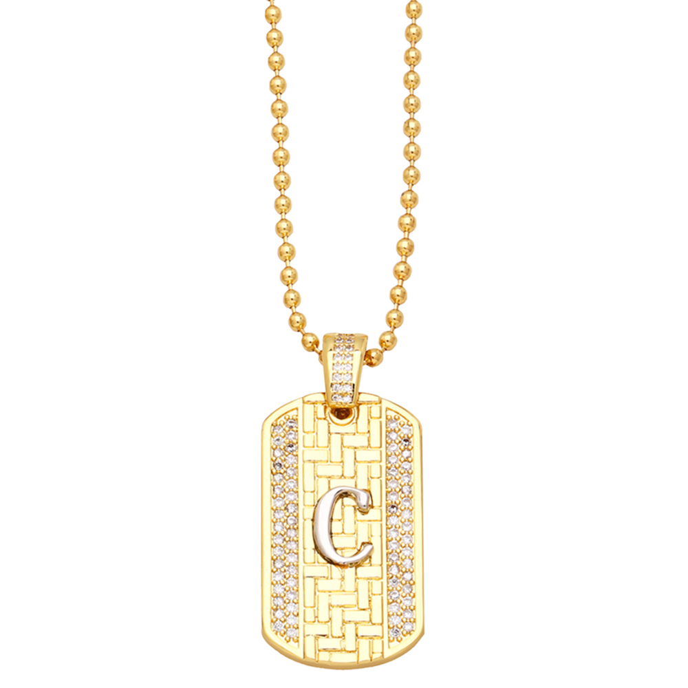 Fashion Letter Copper Gold Plated Zircon Pendant Necklace 1 Piece