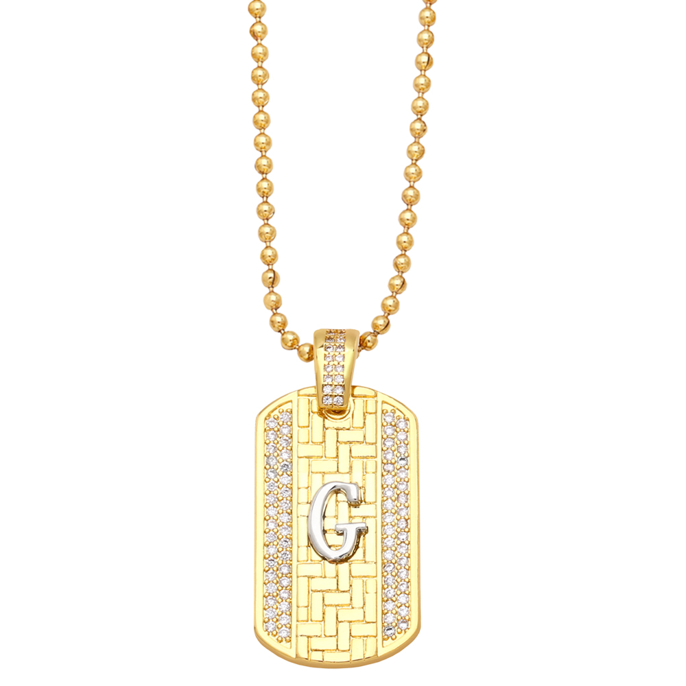 Fashion Letter Copper Gold Plated Zircon Pendant Necklace 1 Piece