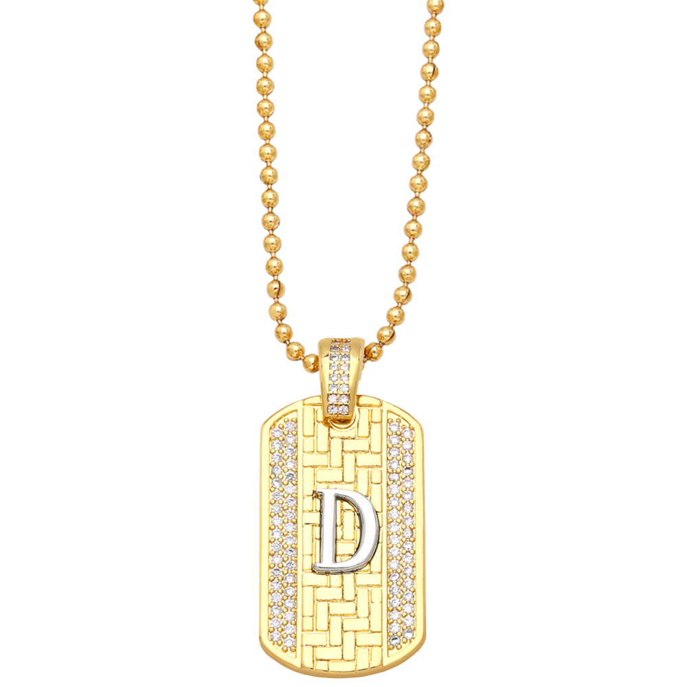 Fashion Letter Copper Gold Plated Zircon Pendant Necklace 1 Piece