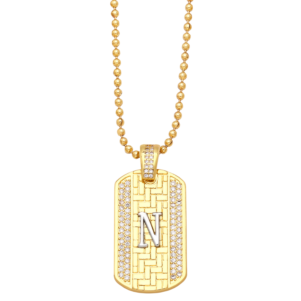 Fashion Letter Copper Gold Plated Zircon Pendant Necklace 1 Piece