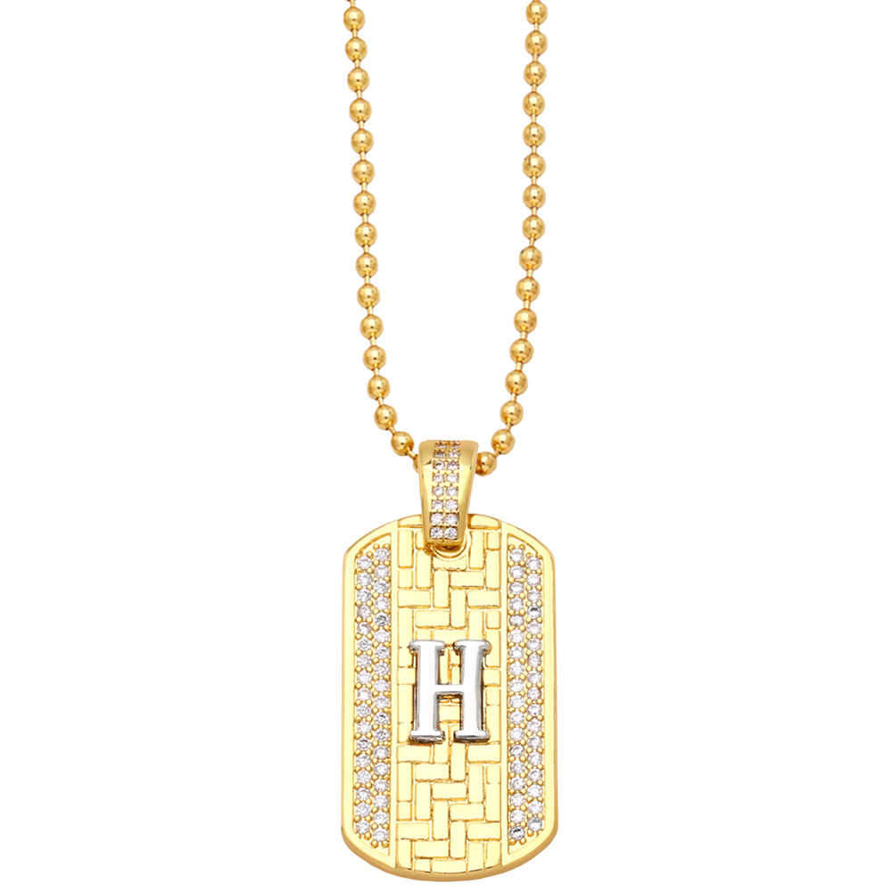 Fashion Letter Copper Gold Plated Zircon Pendant Necklace 1 Piece