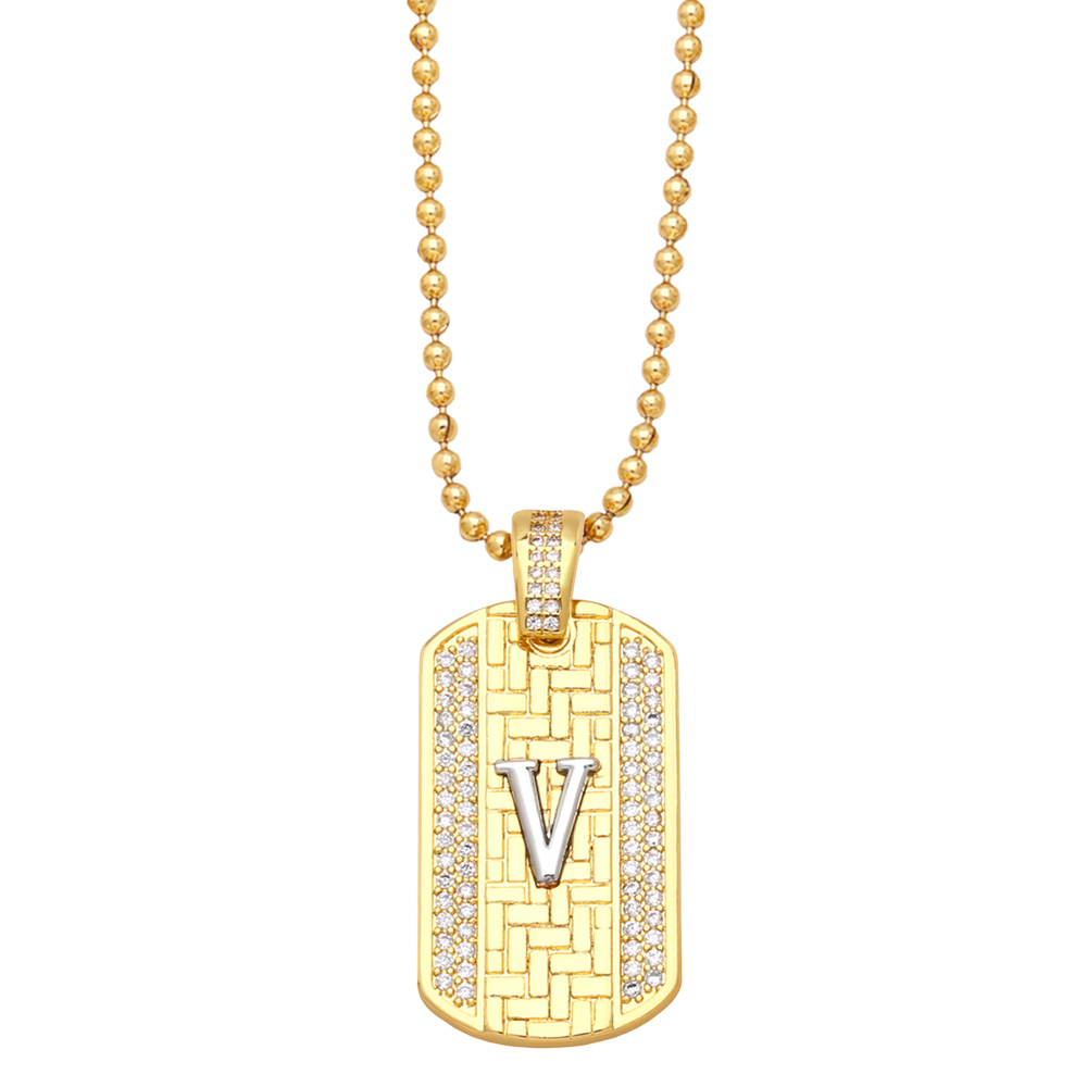 Fashion Letter Copper Gold Plated Zircon Pendant Necklace 1 Piece