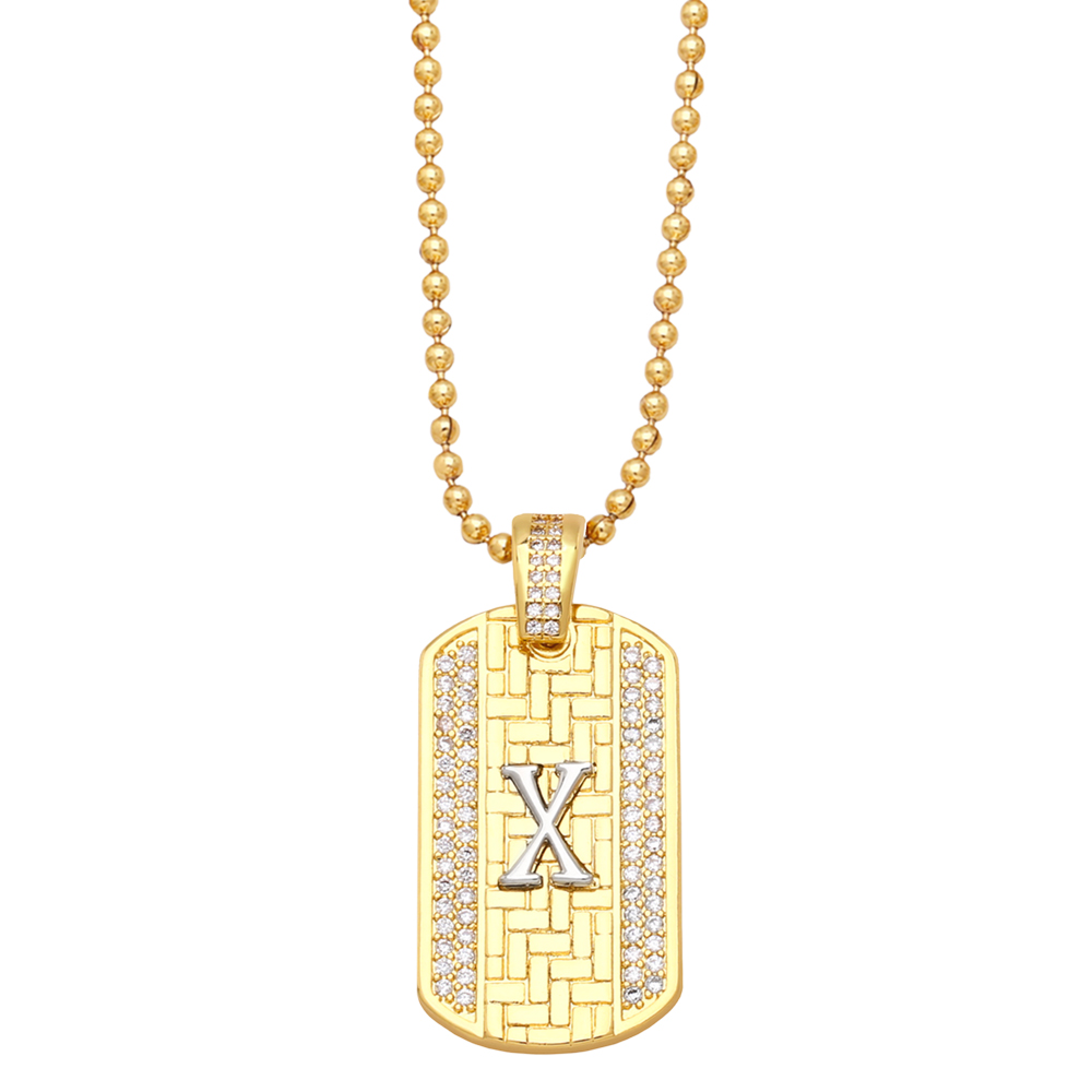 Fashion Letter Copper Gold Plated Zircon Pendant Necklace 1 Piece