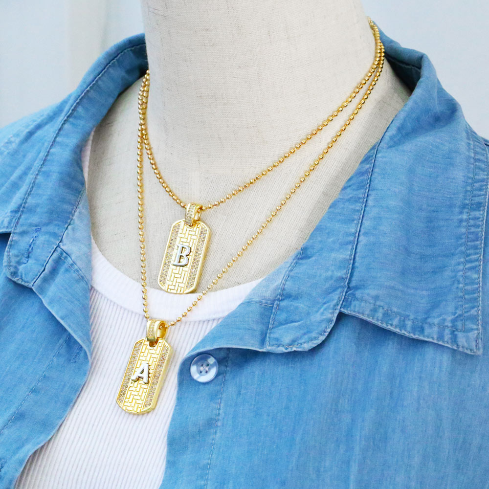 Fashion Letter Copper Gold Plated Zircon Pendant Necklace 1 Piece