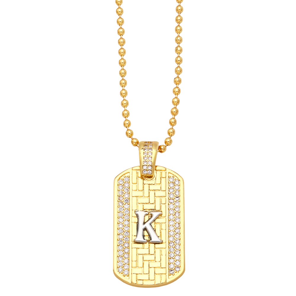Fashion Letter Copper Gold Plated Zircon Pendant Necklace 1 Piece