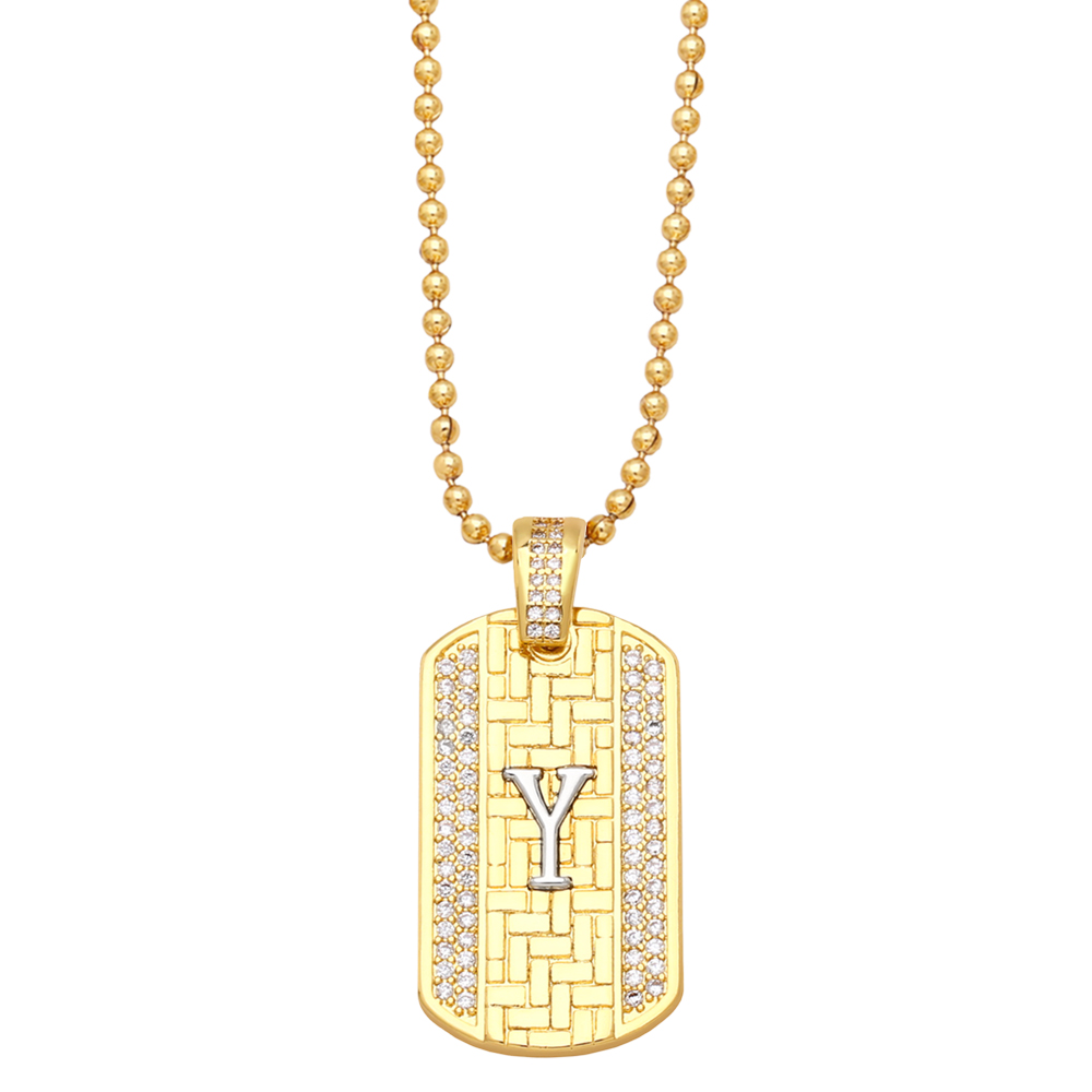 Fashion Letter Copper Gold Plated Zircon Pendant Necklace 1 Piece