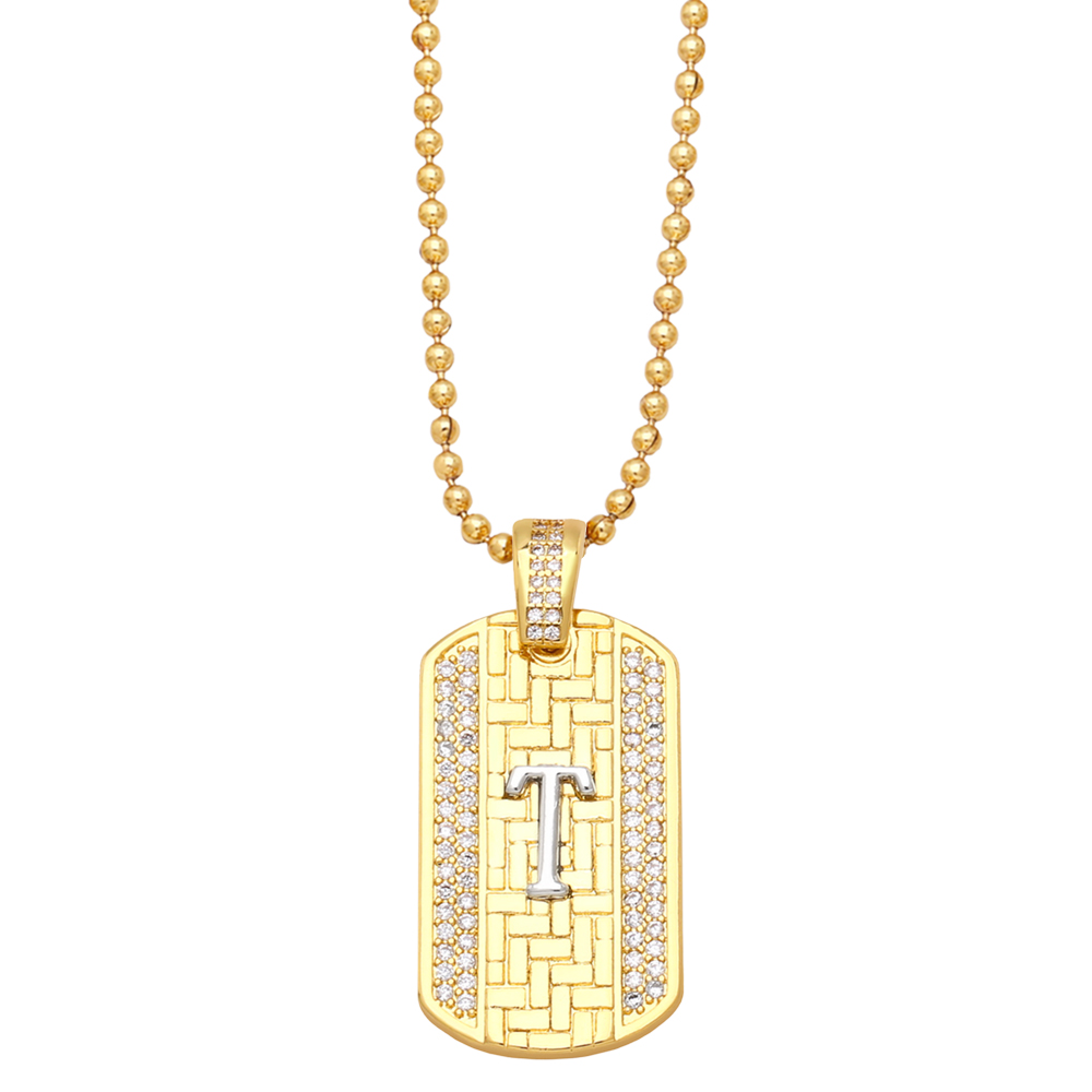 Fashion Letter Copper Gold Plated Zircon Pendant Necklace 1 Piece