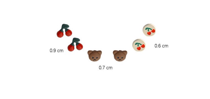Cute Cherry Bear Alloy Spray Paint Plating Womenu0027S Ear Studs 1 Set