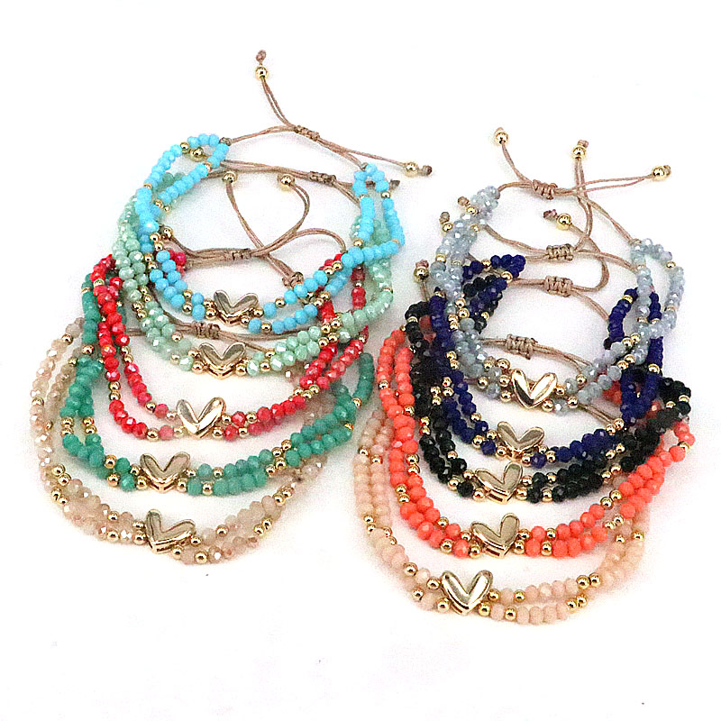 Bohemian Heart Shape Artificial Crystal Alloy Beaded Womenu0027S Bracelets 1 Piece