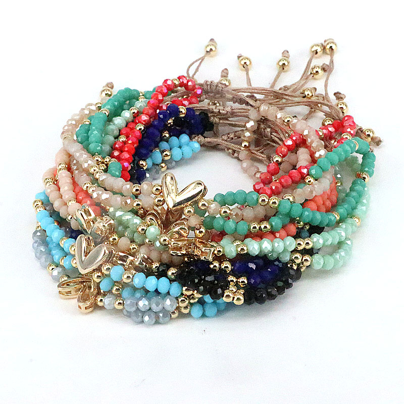 Bohemian Heart Shape Artificial Crystal Alloy Beaded Womenu0027S Bracelets 1 Piece