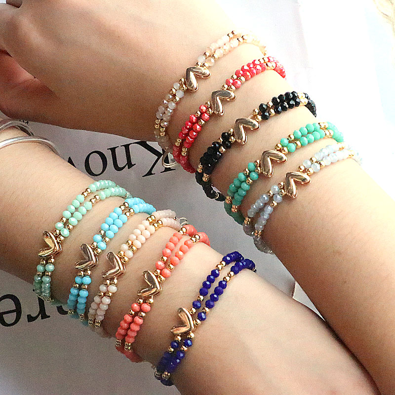 Bohemian Heart Shape Artificial Crystal Alloy Beaded Womenu0027S Bracelets 1 Piece