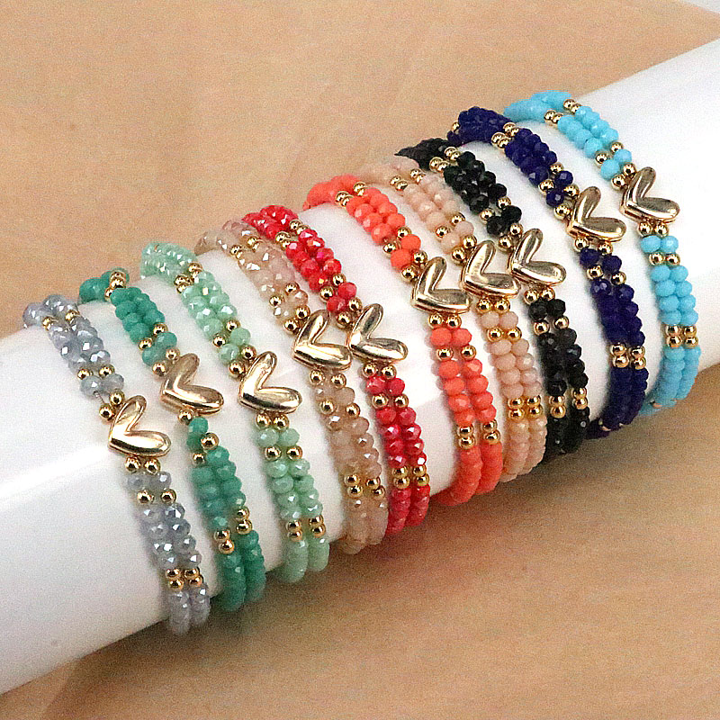 Bohemian Heart Shape Artificial Crystal Alloy Beaded Womenu0027S Bracelets 1 Piece