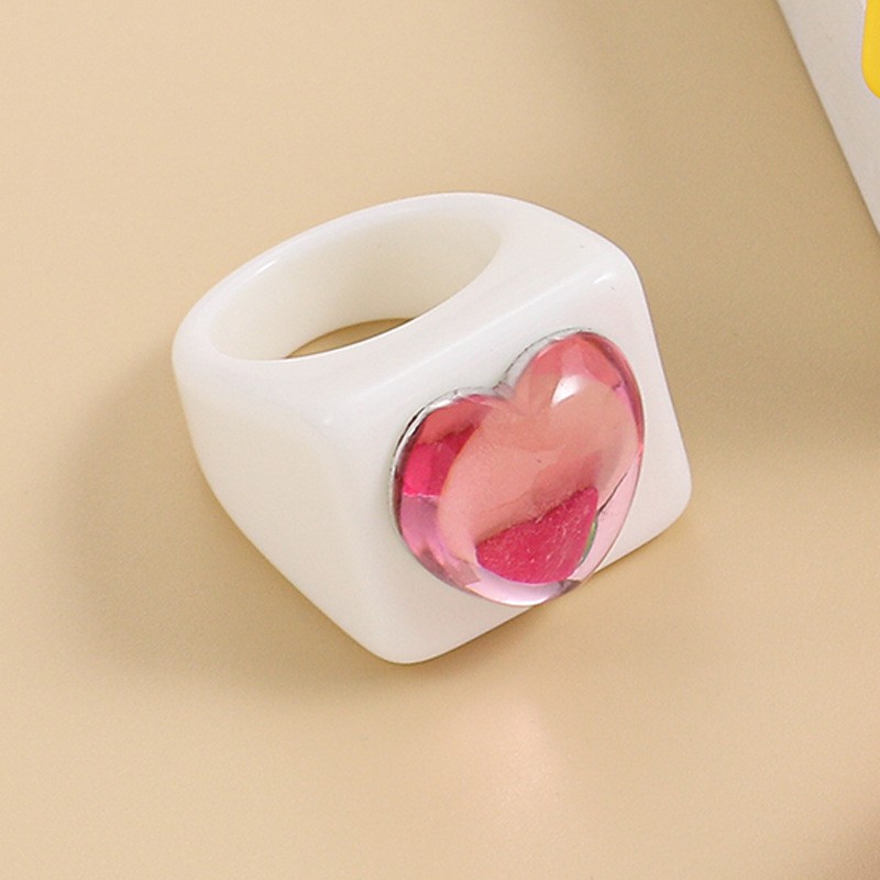 Fashion Heart Shape Synthetic Resin Inlay Resin Womenu0027S Rings 1 Piece