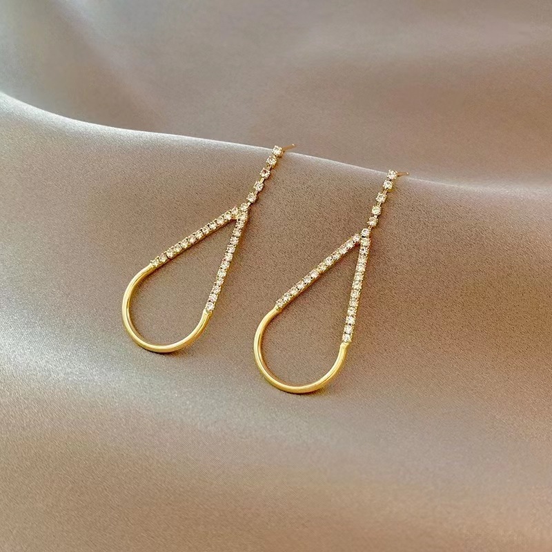 Basic Water Droplets Alloy Plating Rhinestones Womenu0027S Dangling Earrings 1 Pair