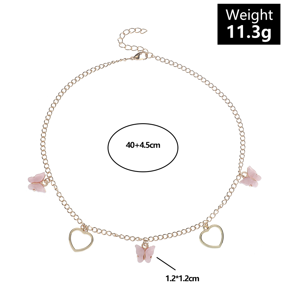 Sweet Heart Shape Butterfly Metal Plating Acrylic Womenu0027S Necklace 1 Piece