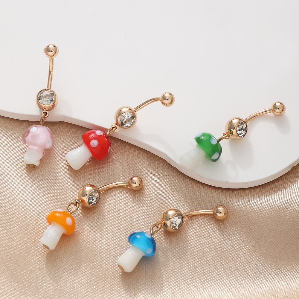 Fashion Mushroom Metal Plating Resin Belly Ring 1 Piece