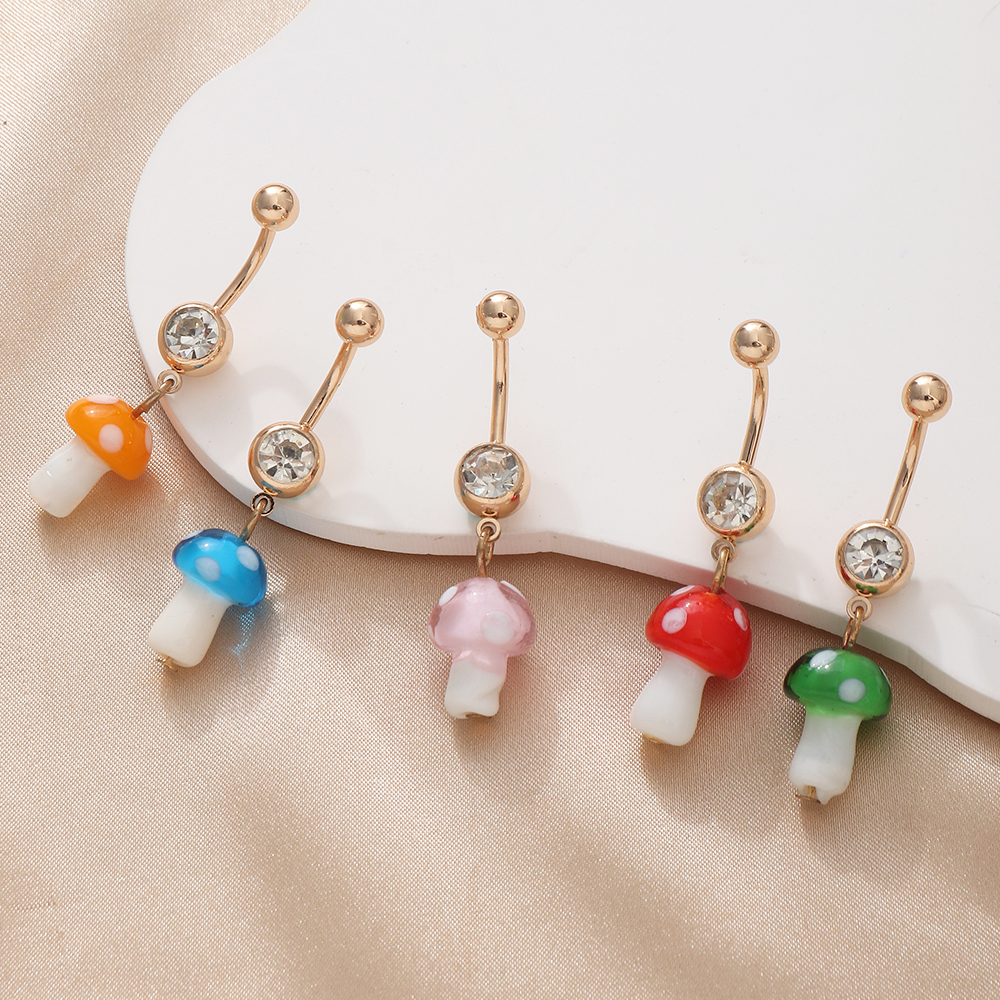 Fashion Mushroom Metal Plating Resin Belly Ring 1 Piece