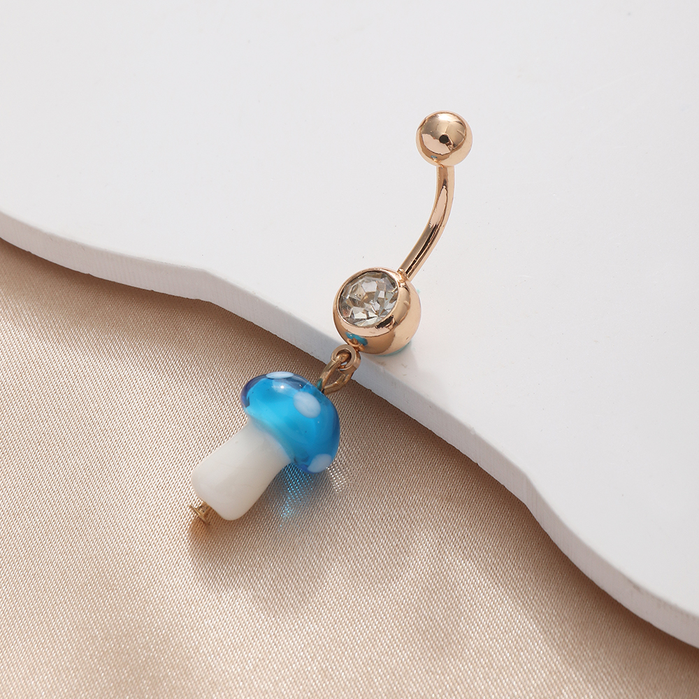 Fashion Mushroom Metal Plating Resin Belly Ring 1 Piece