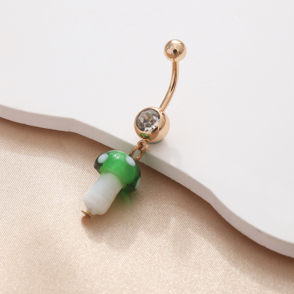 Fashion Mushroom Metal Plating Resin Belly Ring 1 Piece