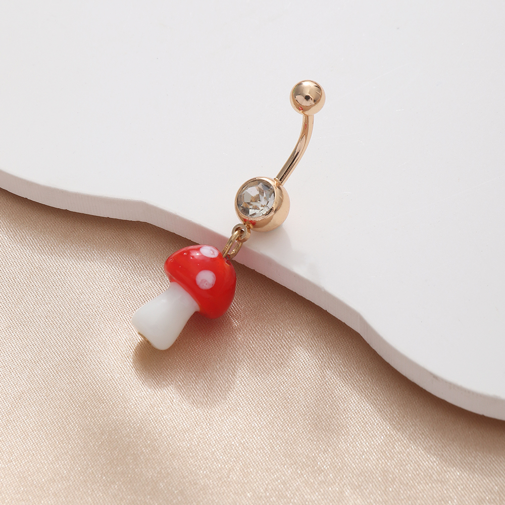 Fashion Mushroom Metal Plating Resin Belly Ring 1 Piece