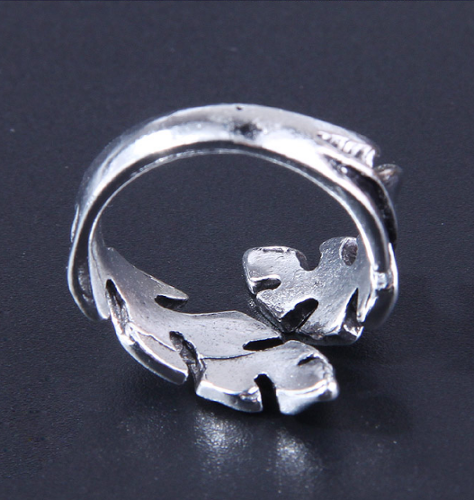 Retro Leaves Alloy Plating Unisex Open Ring 1 Piece