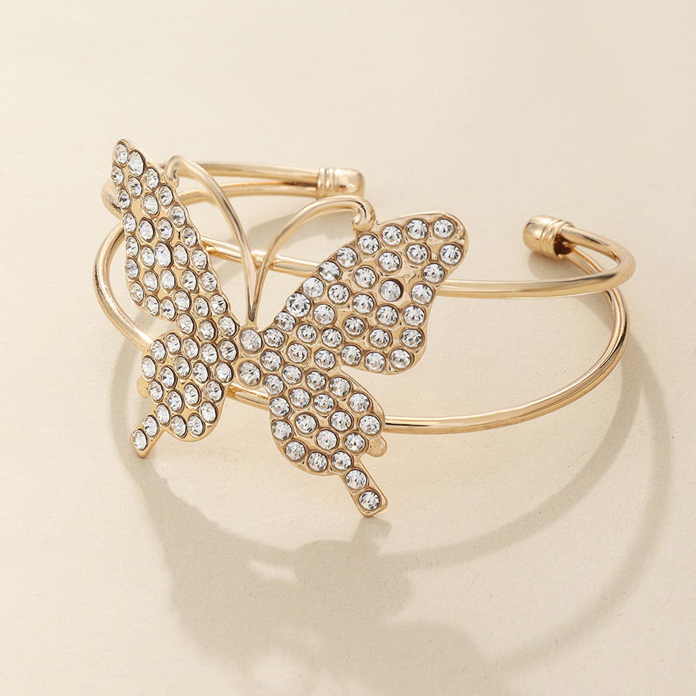 Sweet Butterfly Metal Plating Artificial Diamond Womenu0027S Bangle 1 Piece