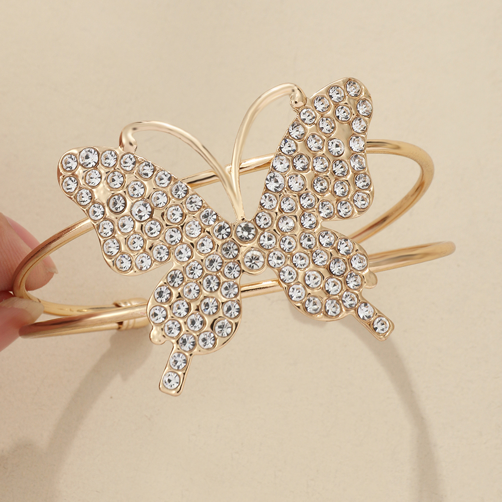 Sweet Butterfly Metal Plating Artificial Diamond Womenu0027S Bangle 1 Piece