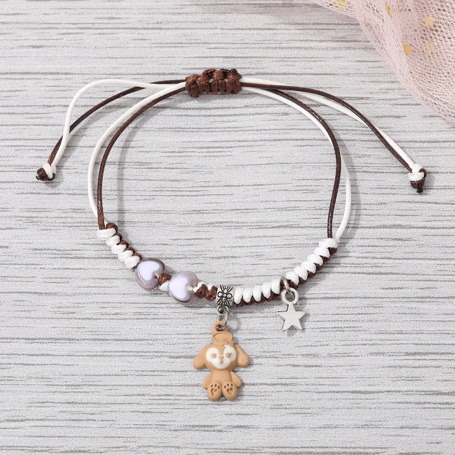 Cute Bear Heart Shape Alloy Handmade Womenu0027S Bracelets 1 Piece