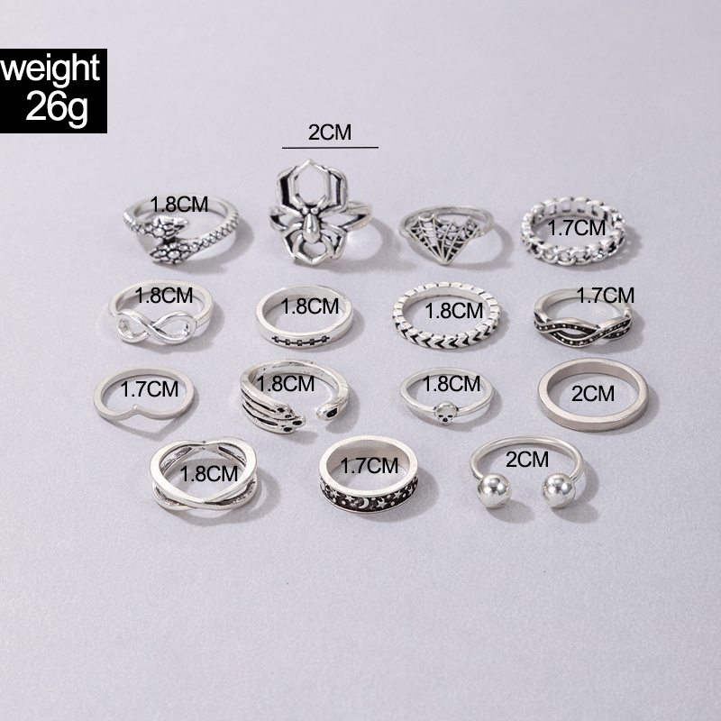 Retro Star Heart Shape Butterfly Alloy Carving Womenu0027S Rings 8 Pieces