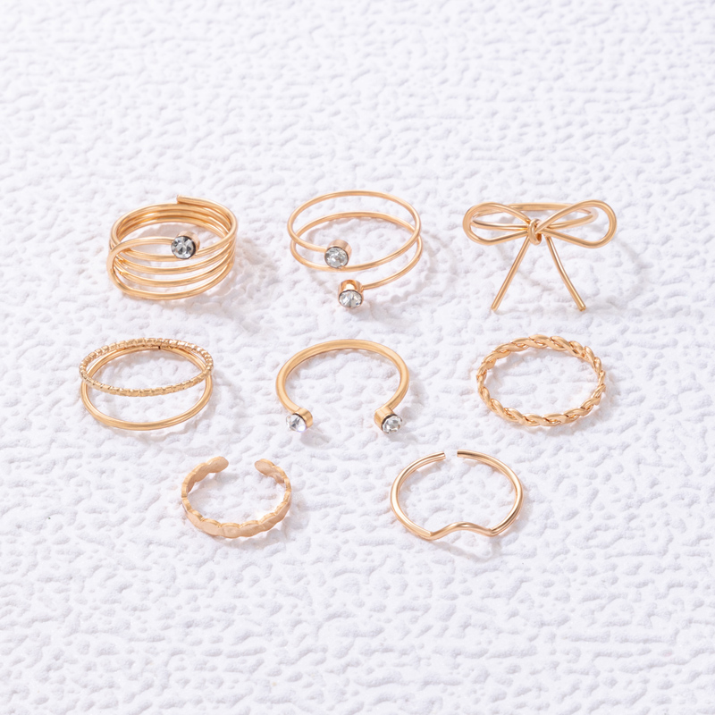 Retro Star Heart Shape Butterfly Alloy Carving Womenu0027S Rings 8 Pieces